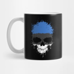 Chaotic Estonian Flag Splatter Skull Mug